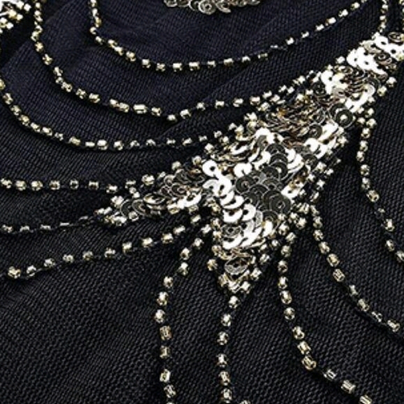 NIP XXL vintage black and gold sequin dress - Picture 3 of 6